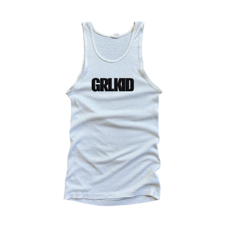 GRLKID Beater — white ribbed tank